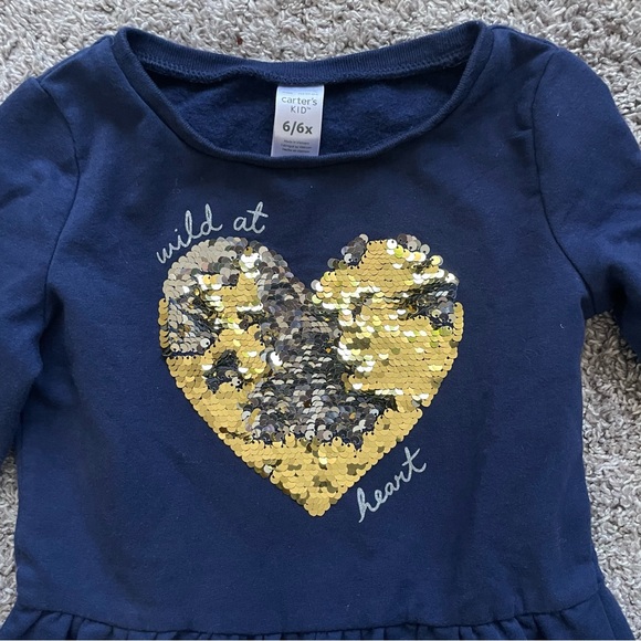 💙Carter’s💙 Wild at Heart Sequins Little girls sweater dress size 6/6x - Picture 2 of 4
